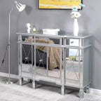 Commode 3 tiroirs en MDF argenté 48" avec 4 portes