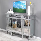 Commode 3 tiroirs en MDF argenté 48" avec 4 portes