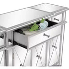 Commode 3 tiroirs en MDF argenté 48" avec 4 portes
