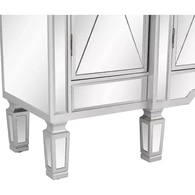 Commode 3 tiroirs en MDF argenté 48" avec 4 portes