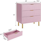Commode moderne à 3 tiroirs – Poignée dorée et grand espace de rangement pour chambre et salon