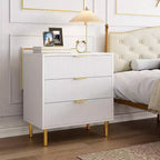 Commode moderne à 3 tiroirs – Poignée dorée et grand espace de rangement pour chambre et salon