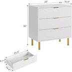 Commode moderne à 3 tiroirs – Poignée dorée et grand espace de rangement pour chambre et salon