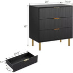 Commode moderne à 3 tiroirs – Poignée dorée et grand espace de rangement pour chambre et salon