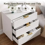 Commode moderne à 3 tiroirs – Poignée dorée et grand espace de rangement pour chambre et salon