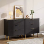 Commode moderne à 3 tiroirs – Poignée dorée et grand espace de rangement pour chambre et salon