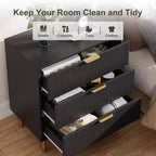 Commode moderne à 3 tiroirs – Poignée dorée et grand espace de rangement pour chambre et salon