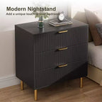 Commode moderne à 3 tiroirs – Poignée dorée et grand espace de rangement pour chambre et salon