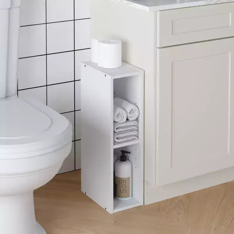 Étagère de rangement réglable à 2 niveaux, peu encombrante pour placard à linge et salle de bain